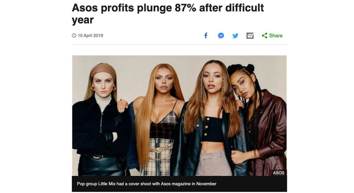 BBC article about ASOS' loss of profit after SEO mistakes.