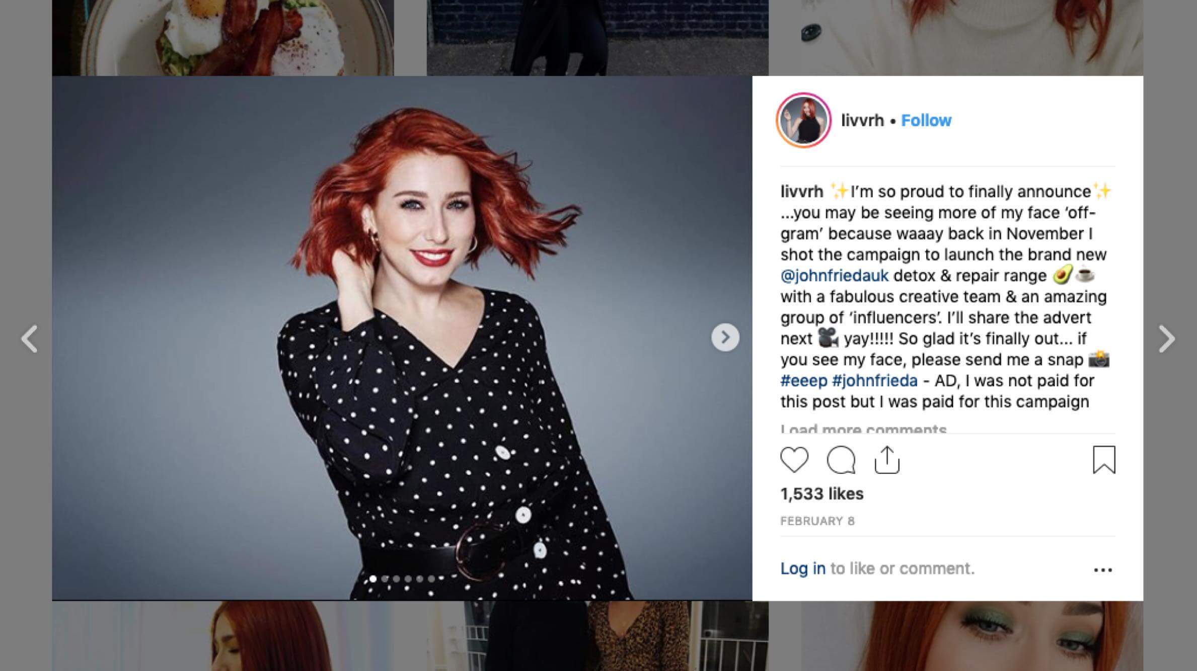 Liv Humby, micro influencer working with John Frieda