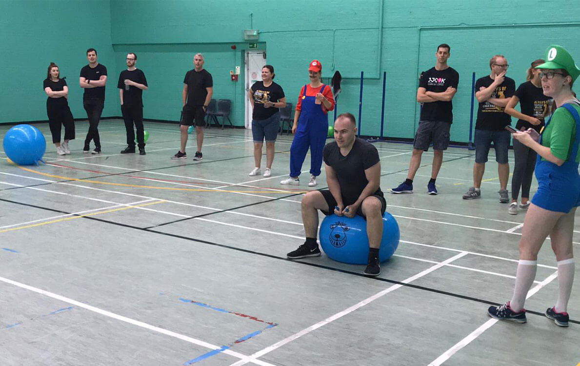 Search Marketing Manager Seb ready for the space hopper race.